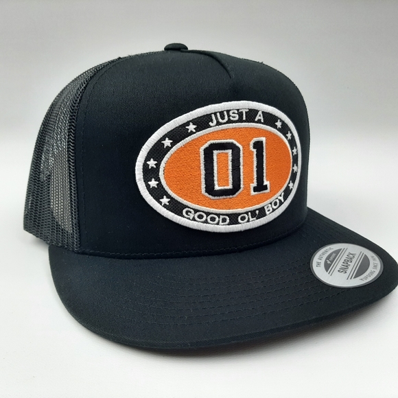 Dukes of Hazzard Flat bill Trucker Mesh Snapback Cap Hat Black Embroidered Patch - Picture 3 of 4